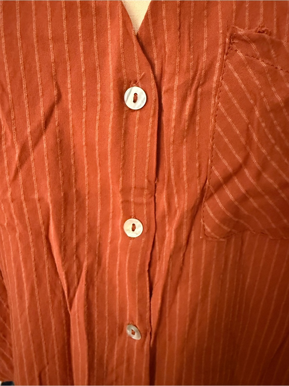 Entro Rust Pinstripe Button-Up Shirt - Picture 4 of 5